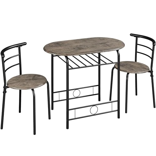 Offerta a tempo: Soberine Set Tavolo Moderno con 2 Sedie per Sala da Pranzo, Set 3 Pezzi Mobili Salvaspazio da Cucina Balcone Ristorante Bar per 2 Persone in Legno e Metallo Sedia Portata Marrone 90 x 53,5 x 75,5 cm - 11% da 74.99 € a 66.49 €