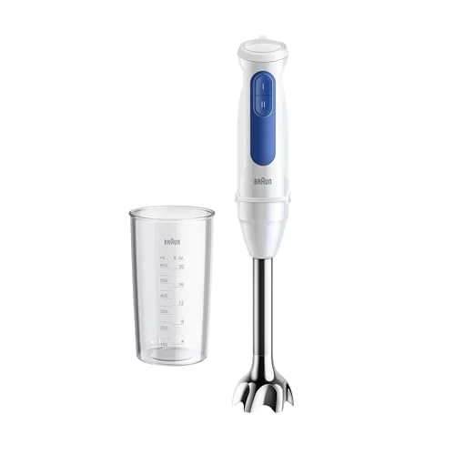 Braun MultiQuick 3 MQ30.001M, Hand Blender, Blender Stand with PowerBell VPlus Technology, 2 Speeds+Turbo, EasyClick Plus Accessories, Anti-Splash Technology, Glass 600 ml, 900W, White