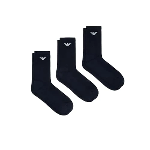 EMPORIO ARMANI Man's Casual Katoenen 3-Pack Korte Sokken, Blauw, One Size, Blauw/Blauw/Blauw, One size