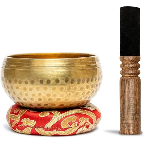 Limited offer: TINMAGI Tibetan Singing Bowl Set, 6 Inches, Handmade in Nepal, Set with Underlay, Wooden Striker, Singing Bowl for Healing, Yoga, Meditation and Relaxation from 47.28 EUR to 43.07 EUR (save 9%)