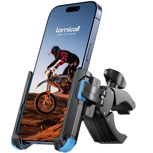Limited-time offer: Lamicall Motorcycle Bike Phone Holder - 【1s Quick Release】 Universal Motorbike Phone Mount, Bicycle Handlebar Clamp for iPhone 17 16 15 14 Pro Max Plus Air Mini, Samsung S25 Ultra, All Phones - Blue from 21.99 GBP to 21.99 GBP (save 0%)