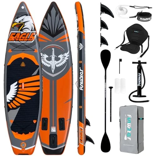 Offerta a tempo: FunWater Stand Up Paddle Board Sup Board Gonfiabile Stand Up Paddle Board per adulti, tutte le abilità con tutti gli accessori (10'6 aquila nero e grigio) - 0.00% da 259.99 € a 259.99 €