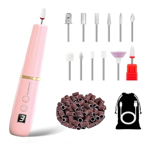 Offre limitee: XunmotorYao Ponceuse pour Ongles Sans Fil Professionnel Électrique Portable Kit de Manucure et Pédicure 12 en 1 USB Rechargeable 20000 RPM Portable Réglable Rose de 8.73 EUR a 8.29 EUR (economie 5%)