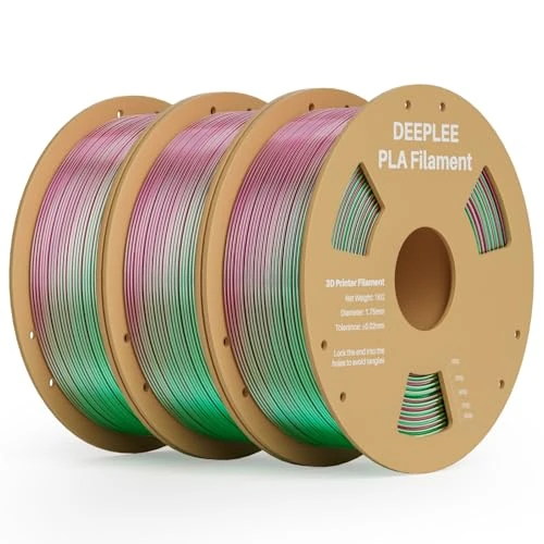 Offerta a tempo: DEEPLEE Filamento PLA Seta Lucida 1,75 mm, Rosso e Verde Bicolore 3 kg (3×1 kg), Precisione ±0,02 mm, Adatto alla maggior parte delle Stampanti 3D FDM - 5% da 35.99 € a 34.19 €