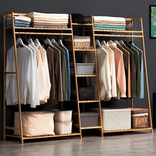 Offerta a tempo: angrounps Stand Appendiabiti in Legno, Multifunzionale Appendiabiti Portatile, Armadio Aperto Appendiabiti, Appendiabiti da Terra in Bamboo per Vestiti Cappelli Scatola per Scarpe,L130CM - 0.00% da 174.99 € a 174.99 €