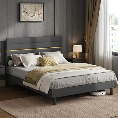 Zeitlich begrenztes Angebot: VASAGLE Polsterbett, Bettgestell, Doppelbettgestell, passend für 160 x 200 cm Matratze, verstellbares gepolstertes Kopfteil, Bettrahmen, Metall, Massivholz, modern, schiefergrau RMB505G01 von 109.99 € auf 92.99 € (15% Rabatt)