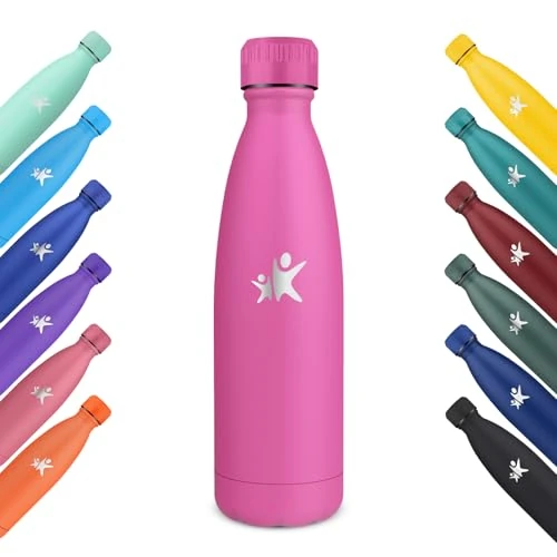 Oferta limitada: KollyKolla Botella Termica, 500ml, Botella Acero Inoxidable, Cantimplora Termica Reutilizable, Termo sin BPA, Botella con Pared Doble Aislamiento, para Niños, Adultos, Deporte, Oficina - Rosa Roja de 15.99 € a 8.00 € (ahorro 50%)