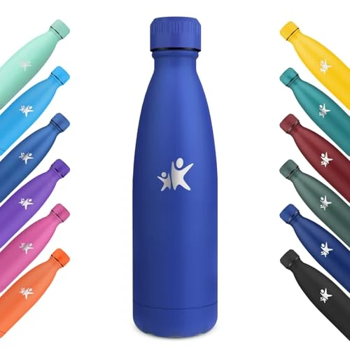 KollyKolla Stainless Steel Drinking Bottle, 500 ml, Vacuum Drinking Bottle, Stainless Steel Children, Thermos Flask, Suitable for Carbonated Drinks, BPA-Free, Leak-Proof Water Bottle for School