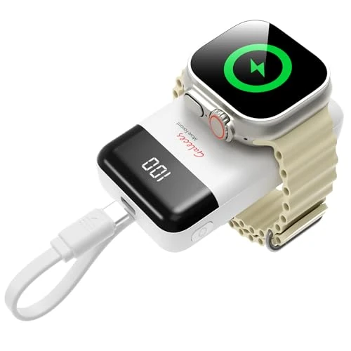 Tijdelijke aanbieding: Draagbare oplader voor Apple Watch, 3000 mAh snellader voor iWatch oplader, compatibel met series 10/9/8/7/6/5/4/3/2/1/SE/Ultra/Ultra2, accupack voor reizen (wit) van 15.99 EUR naar 8.59 EUR (korting 46%)