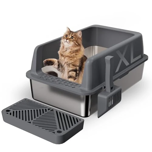Limited-time offer: Gimars 35L High Sided Metal Litter Box with ABS Lid, Anti-Spillage & Odor Control – Stainless Steel Cat Litter Tray for All Cats & Kittens with Scoop & Pedal, 58x38x26cm from 38.79 £ to 38.79 £ (save 0.00%)