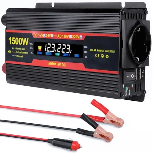 Offerta a tempo: Lnopever Convertitore Di Tensione 1500W,Power Inverter 12V 220V,Premio Avec Allume Cigare,di Corrente con 2 Porte USB, per Automobile, Battello a Vapore, Auto Camper Frigorifero e Computer - 0.00% da 35.99 € a 35.99 €