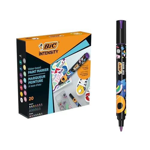 Limited offer: BIC Water Based Paint Marker Pens for use on metal, glass, wood, ceramic, porcelain and various others - Box of 20 from 35.14 EUR to 28.06 EUR (save 20%)