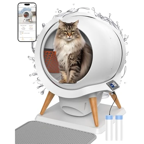 Limited offer: HoneyGuaridan Self-Cleaning Cat Litter Tray, Water Washable, 63L Automatic Cat Litter Tray, App Control, Sensor Protection, Double Power Supply, Easy to Clean for Multiple Cats (3-15 kg) from 329.00 EUR to 269.99 EUR (save 18%)