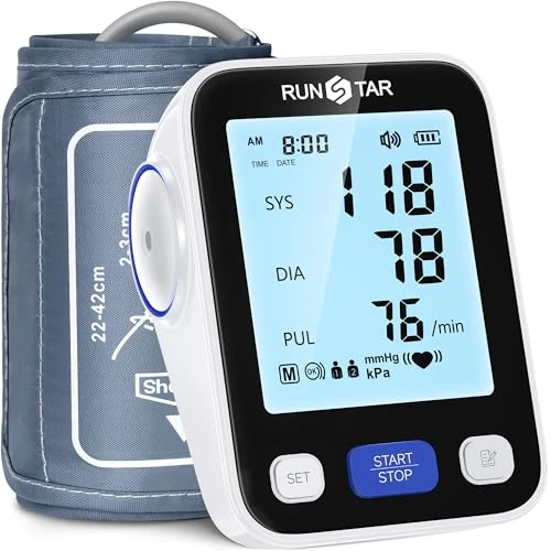 Offerta a tempo: Runstar Misuratore di Pressione Sanguigna da Braccio, bracciale ad ampio intervallo (22-42cm), uso domestico, misuratore pressione sanguigna digitale automatico, borsa, memoria di lettura 2x99 - 35% da 53.99 € a 34.99 €