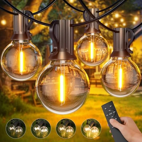 Offerta a tempo: Catena Luminosa Esterno con Telecomando 30M, Dimmerabile G40 Luce da Esterno con 50+2 Pz Plastica Bianca Calda Lampadine, Luci da Esterno Giardino Impermeabile per Feste in Giardino, Matrimonio - 20% da 50.99 € a 40.84 €