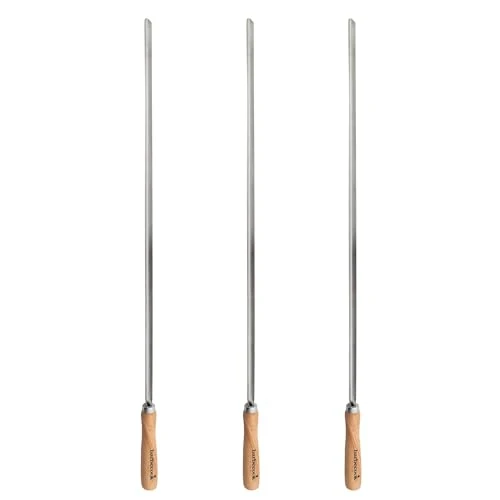 Tijdelijke aanbieding: Barbecook herbruikbare barbecue spiesjes, set van 3 spiesjes, barbecue accessoire uit rvs en hout, L65cm van 12.50 € naar 12.50 € (0.00% korting)