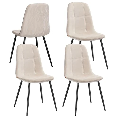 Zeitlich begrenztes Angebot: VASAGLE Esszimmerstuhl 4er Set, Küchenstuhl, Polsterstuhl, Metallbeine, verstellbare Füße, pflegeleicht, Chenille-Gewebe, PU mit von Gletschern inspiriertem Muster, cremeweiß KDC188W01 von 109.99 € auf 84.99 € (23% Rabatt)