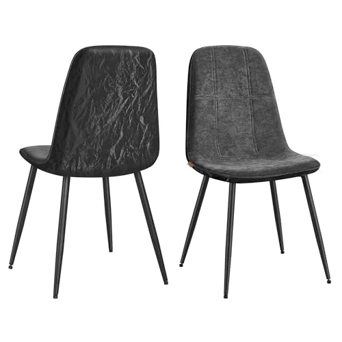 Offerta a tempo: VASAGLE Sedie da Pranzo, Set di 2, Struttura in Metallo, Piedini Regolabili, Facile da pulire, Sedie Imbottite da Cucina, Tessuto Ciniglia, PU con Motivi di Ghiacciai, Grigio Ardesia KDC187G01 - 20% da 67.99 € a 54.39 €