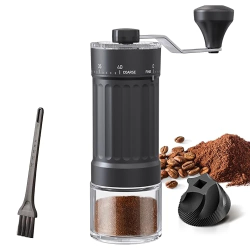 OrkeyDolk Adjustable External Manual Coffee Grinder with High Precision Ceramic Conical Mechanism 40 Level Adjustment Suitable for Aeropress, Pour Over and Moka