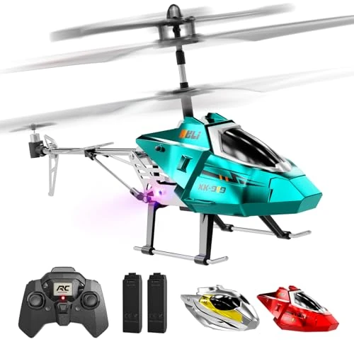 XIKOTEC Remote Control Helicopter for Adults & Kids - 2.4GHz RC Plane with LED Lights, RC Flying Toy, Easy to Fly Indoor/Outdoor RC Helicopter Drone, Gifts Toys for Kids Beginners 8+ Blue