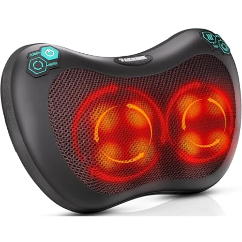 TAKRINK Coussin de Massage Shiatsu 8 Nœuds 3 Vitesses Réglables Rotation Bidirectionnelle Appareil de Massage pour Cou et Cervical Idéal Cadeau Anniversaire Homme Femme