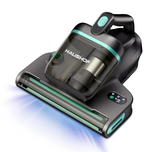 HAUSHOF 400 W Anti-Dust Mite Vacuum Cleaner, 15kPa Mattress Vacuum Cleaner with 4 in 1 Function, Suction, Beating, Heating and UV-C Light, HEPA Filtration LED Display for Mattress Sofa Textiles, Bed