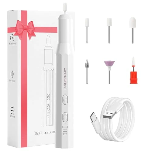 Limitiertes Angebot: XunmotorYao Elektrische Nagelfräser Professionell Elektrisch Nagelfeile für Gelnägel 20000 u/min Verstellbare Geschwindigkei USB Wiederaufladbare Pediküre Maniküre Set Weiß von 8.39 EUR auf 7.57 EUR (Spare 10%)
