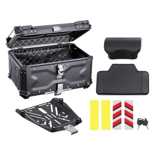 Offerta a tempo: VEVOR Bauletto per Moto Universale in Lega di Alluminio 588 x 444 x 348 mm, Staccabile, Impermeabile 65 L, Fodera in Pelle, Serratura e Imbottitura per Schienale - 6% da 138.90 € a 130.90 €