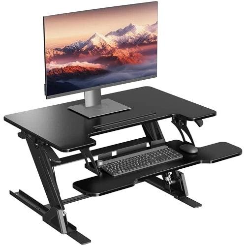 Offerta a tempo: BONTEC Scrivania Regolabile in Altezza, Scrivania Stand-Up con Sistema a Molla Doppia, Riser per Scrivania per Monitor Doppio, 81.3cm x 52.2cm, Capacità 15kg, Facile da Assemblare, Design Salvaspazio - 0.0% da 89.99 € a 89.99 €