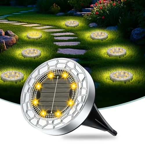 Zeitlich begrenztes Angebot: FIFlying Solar Bodenleuchten 6 Stück Solarleuchte für Garten 8 LED Gartenbeleuchtung Solar Wasserdicht Boden Solarleuchten Solarlampen für Außen Garten Rasen Auffahrt Gehweg Patio, Warmweiß von 19.99 € auf 16.14 € (19% Rabatt)