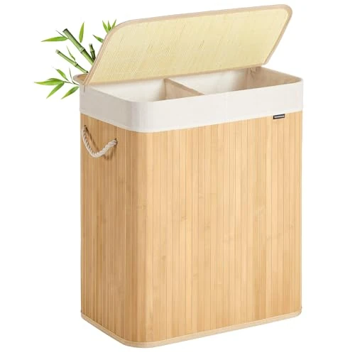 Oferta limitada: SONGMICS Cesto Ropa Sucia, 100 L, Cesta Colada 2 Clasificaciones, con Tapa, Bambú, con Asas, Plegable, Bolsa Interior Extraíble y Lavable a Máquina, para Lavandería, Dormitorio, Natural LCB074Y01 de 41.99 € a 41.99 € (ahorro 0.0%)