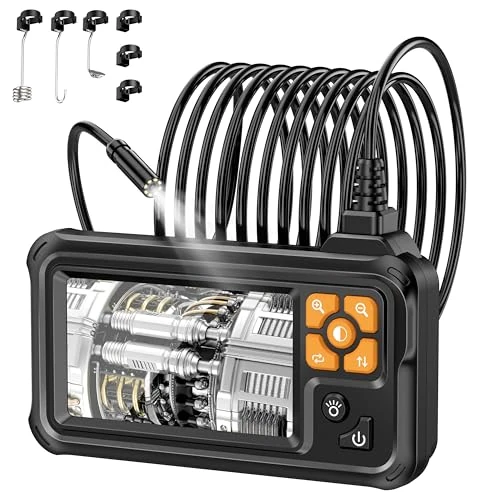 Lightswim 1080P Industrielles HD-Digital-Endoskop, 10,9 cm IPS-Endoskop-Inspektionskamera mit Handheld-IP67-wasserdichter Schlangenkanalisation mit 8 LED-Lichtern, 5 m halbstarres Kabel