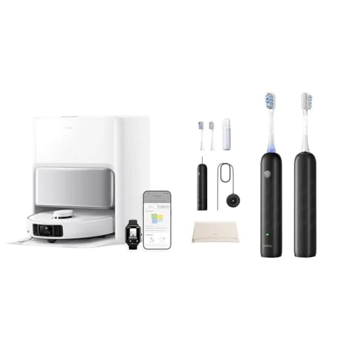 Offerta a tempo: Mova P50 Pro Ultra Robot Aspirapolvere Combo, 19.000 Pa + Spazzolino Elettrico Fresh Pro 3DClean, Testina di Ricambio 3 in 1 con Supporto, Durata della Batteria 30D, Nero - 35% da 748.00 € a 488.00 €