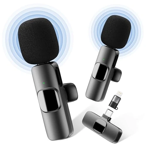 YRF Microfono Lavalier Wireless per iPhone Android iPad, mini microfono, 65FT Range, microfono wireless per la registrazione video, streaming, Podcast, Vlogging, Youtube, Tiktok