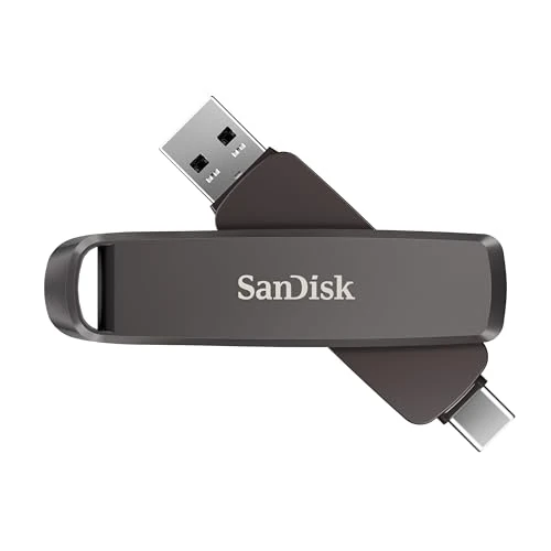 SanDisk Extreme PRO DUAL Drive 512GB (USB Type-A & Type-C Connectors, High Performance Flash Drive, Read speeds up to 1000 MB/s, Data Encryption, Automatic backup, file management, Metal Design) Black
