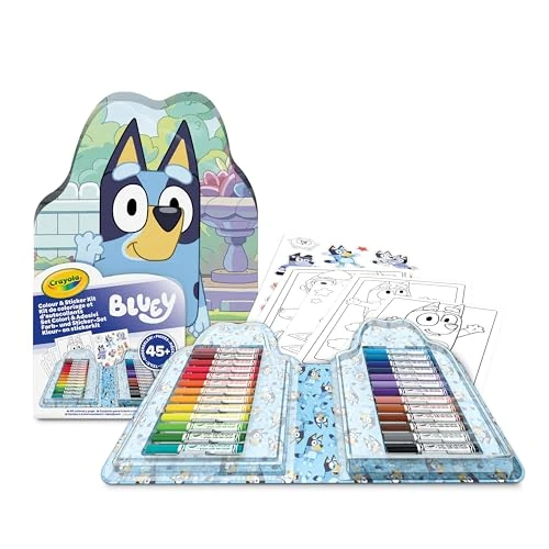 Limited offer: CRAYOLA - Case with Colours & Stickers Bluey, Felt Pen Set, Colouring Pages, Stickers, 45 Pieces, Creative Gift for Children from 5 Years, 04-0784 from 16.99 EUR to 16.99 EUR (save 0%)