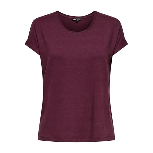 Onlmoster S/S O-Neck Top Noos JRS, burgundowy, XS