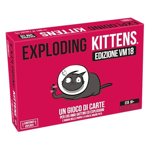 Exploding Kittens - VM18 - Jeu de Cartes Interdit aux Enfants de Moins de 18 Ans - 2 à 5 Joueurs - Édition Italienne - Exclusif Amazon