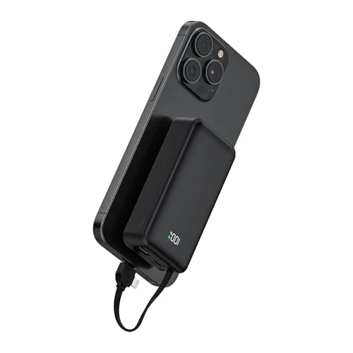 Powerbank 10000 mAh, 22,5W Mini Externer Akku mit Eingebautem USB-C-Kabel, Tragbares Schnellladegerät Kompatibel mit iPhone, Samsung, Huawei, Xiaomi, iPad – Ultrakompakt & Leicht