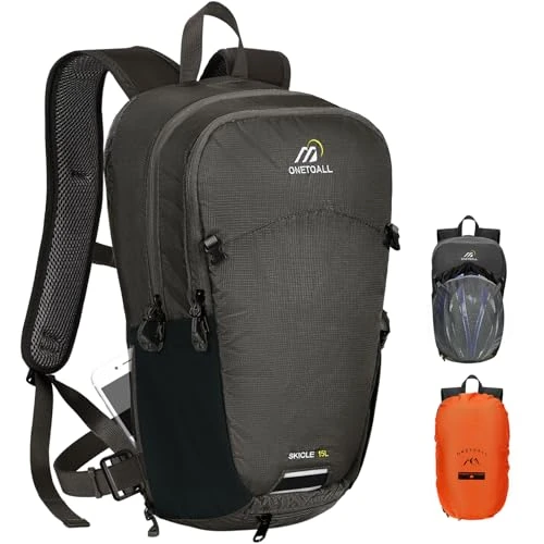 Limitiertes Angebot: ONETOALL Fahrradrucksack 15L/20L Wasserdicht, Wanderrucksack mit Helmnetz und Regenschutz, Skirucksack Herren Klein mit Abnehmbarem Bauchgürtel zum Skifahren Wandern Radfahren Tagestour Alltag von 18.99 EUR auf 18.04 EUR (Spare 5%)