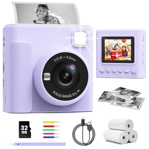 Oferta limitada: TIATUA Camara Fotos Infantil Instantanea, 2,4 Pulgada 1080P Cámara de Fotos Instantánea con Tarjeta de 32 GB y Papel Fotográfico, Regalo para Niños de 3 a 12 Años de 45.89 € a 35.19 € (ahorro 23%)