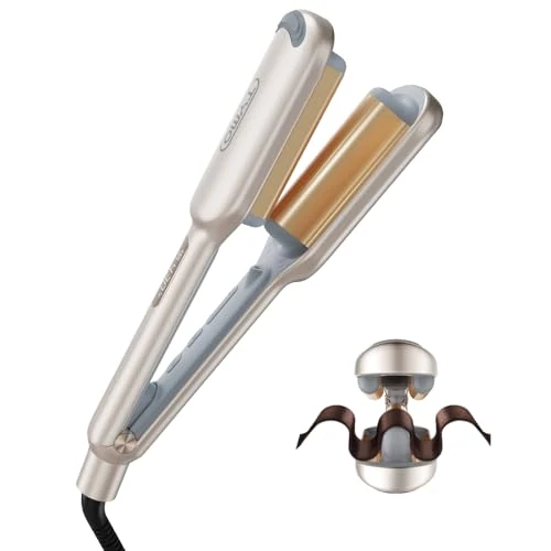 Limited offer: Curling Iron Hair Crimper Waver - TYMO ROVY Beach Waves Curling Wand, Ionic Deep Waver Hair Curler Tool with Ceramic 3 Barrel for Women, Dual Voltage, Anti-Scald, Easy to Use, Elegant Gold, 1 Inch from 75.99 EUR to 59.49 EUR (save 22%)