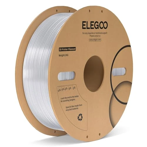 ELEGOO Polycarbonate Filament 1.75mm, Clear, 1kg, Strong and Durable, Professional 3D Printer Filament, Dimensional Accuracy +/- 0.05 mm, 1 kg Spool, Material: