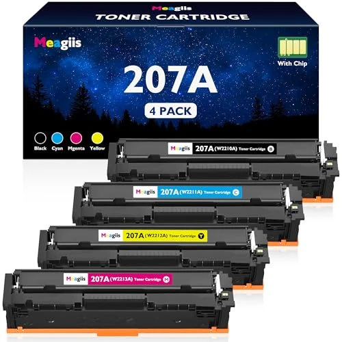 Zeitlich begrenztes Angebot: Meagiis 207A Mit Chip Toner Kompatibel für HP 207A 207X für HP Color LaserJet Pro MFP M283fdw Toner für Color LaserJet Pro M255dw M282nw M283fdn M283cdw M255nw W2210A W2211A W2212A W2213A (4er-Pack) von 56.99 € auf 56.99 € (0.