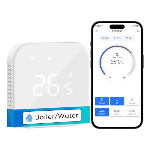 Offerta a tempo: Meross Termostato WiFi, Termostato Caldaia WiFi, Termostati Smart per il Riscaldamento dell'acqua a Pavimento, Compatibile con Alexa e Google Home, LED Digitale Vetro Touchscreen - 25% da 59.99 € a 45.12 €