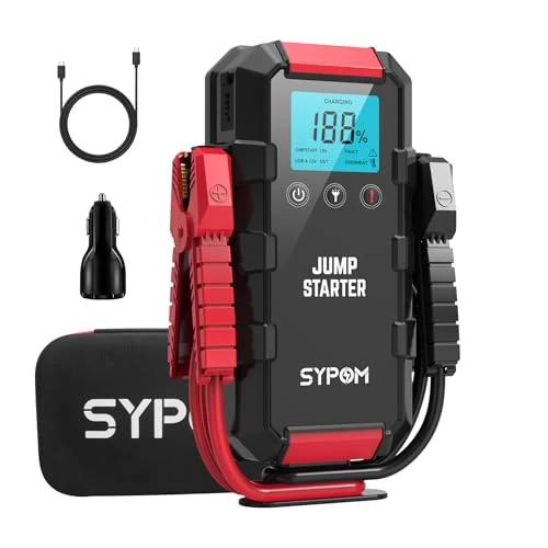 Offre limitee: SYPOM Démarreur de batterie automatique 6 000 A, démarreur d'urgence (jusqu'au gaz et 12 L diesel), 12 V, lampe de poche LED, booster de démarrage de 99.99 EUR a 44.22 EUR (economie 56%)