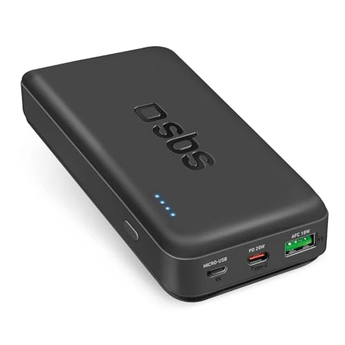Offerta a tempo: SBS PowerBank 20K FAST, 20W Power Delivery, 20.000mAh, Power Bank con Ricarica Rapida, LED di Carica, USB-C, USB-A, Caricabatterie Portatile da Viaggio, Design Compatto, Nero - 40% da 29.99 € a 17.99 €