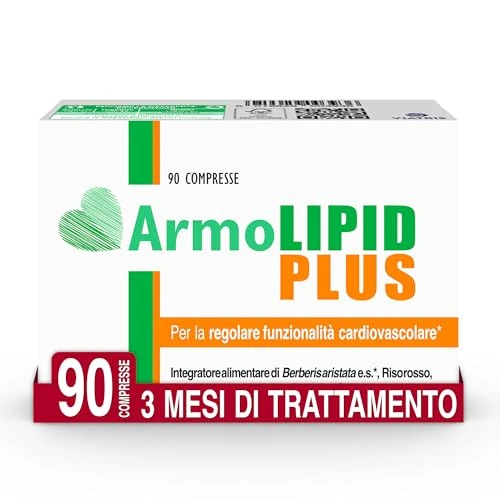 Armolipid Plus – 90 Tabletten, Nahrungsergänzungsmittel mit Berberis Aristata, ferentierter roter Reis, Folsäure, Polykosanole, Coenzym Q10 und Astaxanthin