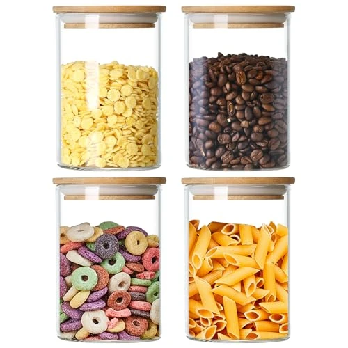 Oferta ograniczona: MESNEY Szklane słoiki do przechowywania żywności z bambusowymi pokrywkami, hermetyczne, cylindryczne pojemniki do kuchni i spiżarni, przyjazne dla środowiska, przezroczyste szklane słoiki do suchej z 199.99 EUR na 199.99 EUR (znizka 0%)
