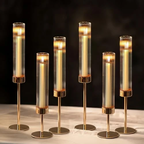 Oferta limitada: NUPTIO Bougeoir Cylindrique À Bougies - Lot de 6 Centres de Table de Mariage Nervuré Décoration de Table de Salle À Manger pour Cheminée de 59.98 EUR a 47.98 EUR (ahorro 20%)